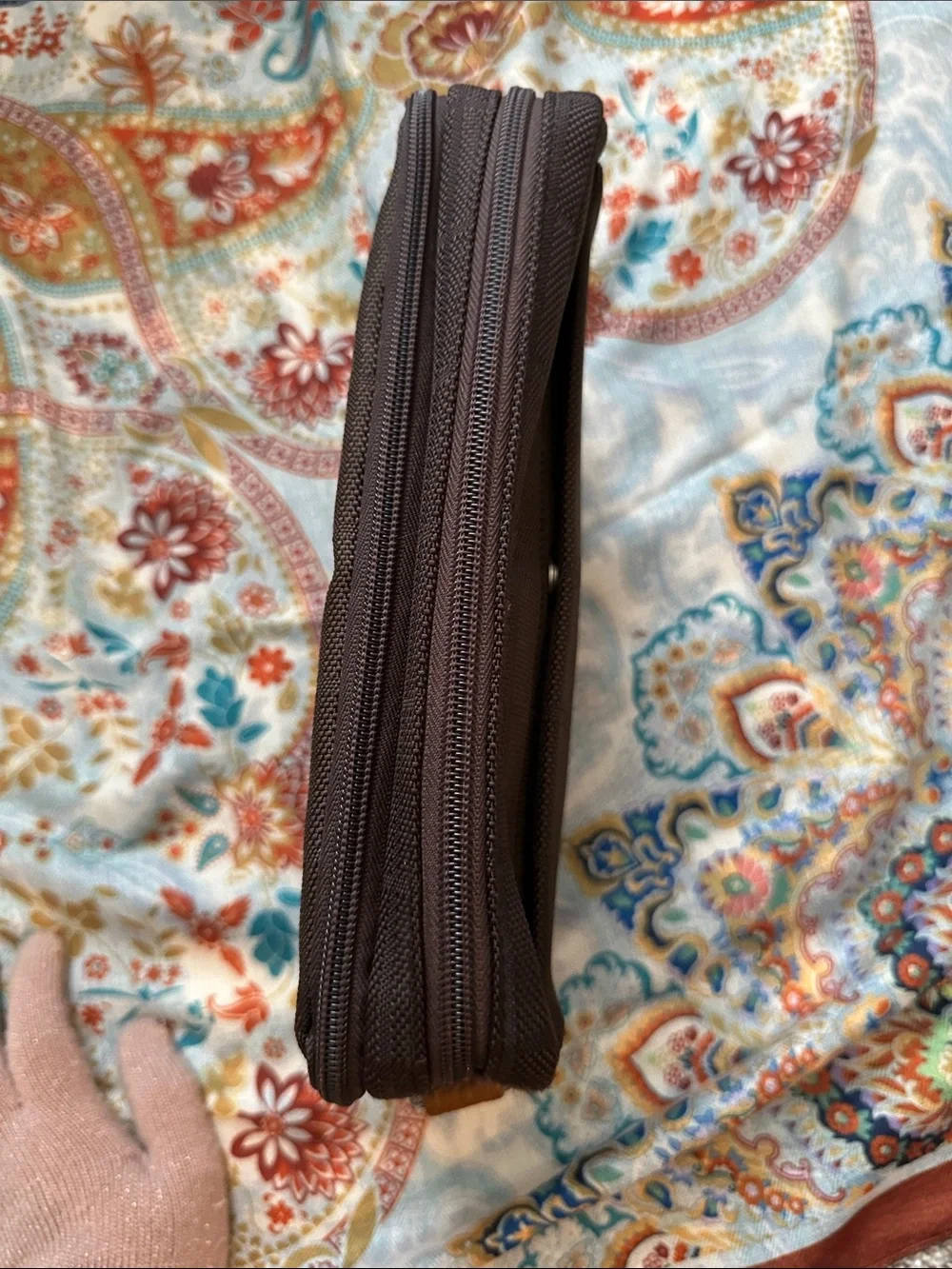 Men's Dark Brown Messenger Pouch with Tan Accent